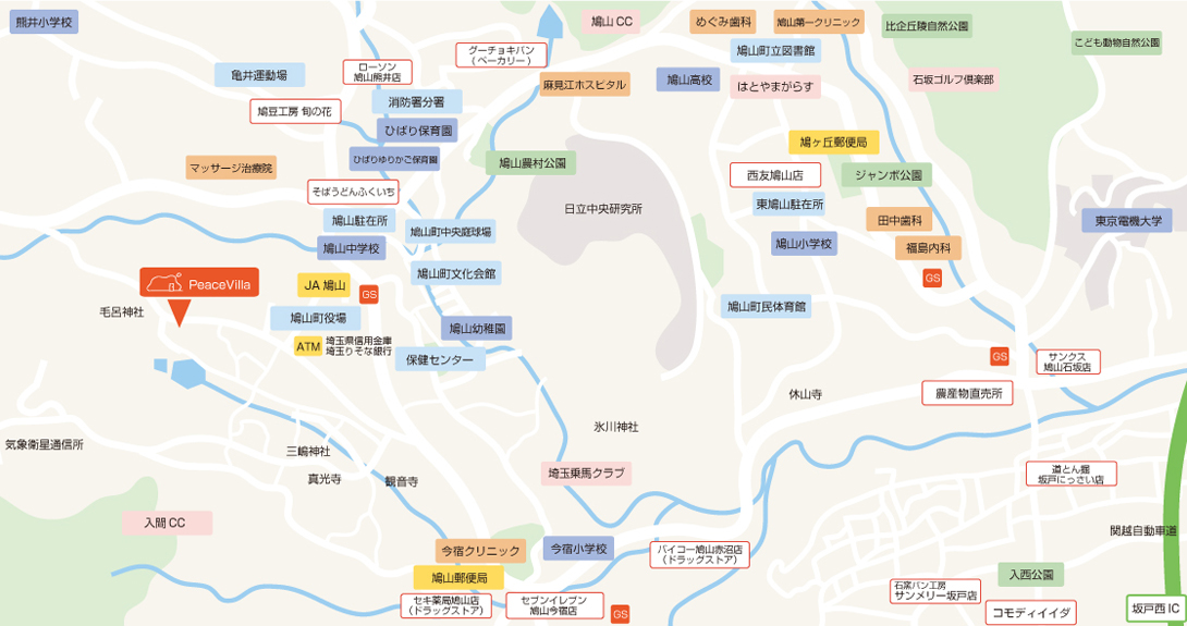 鳩山町周辺マップ